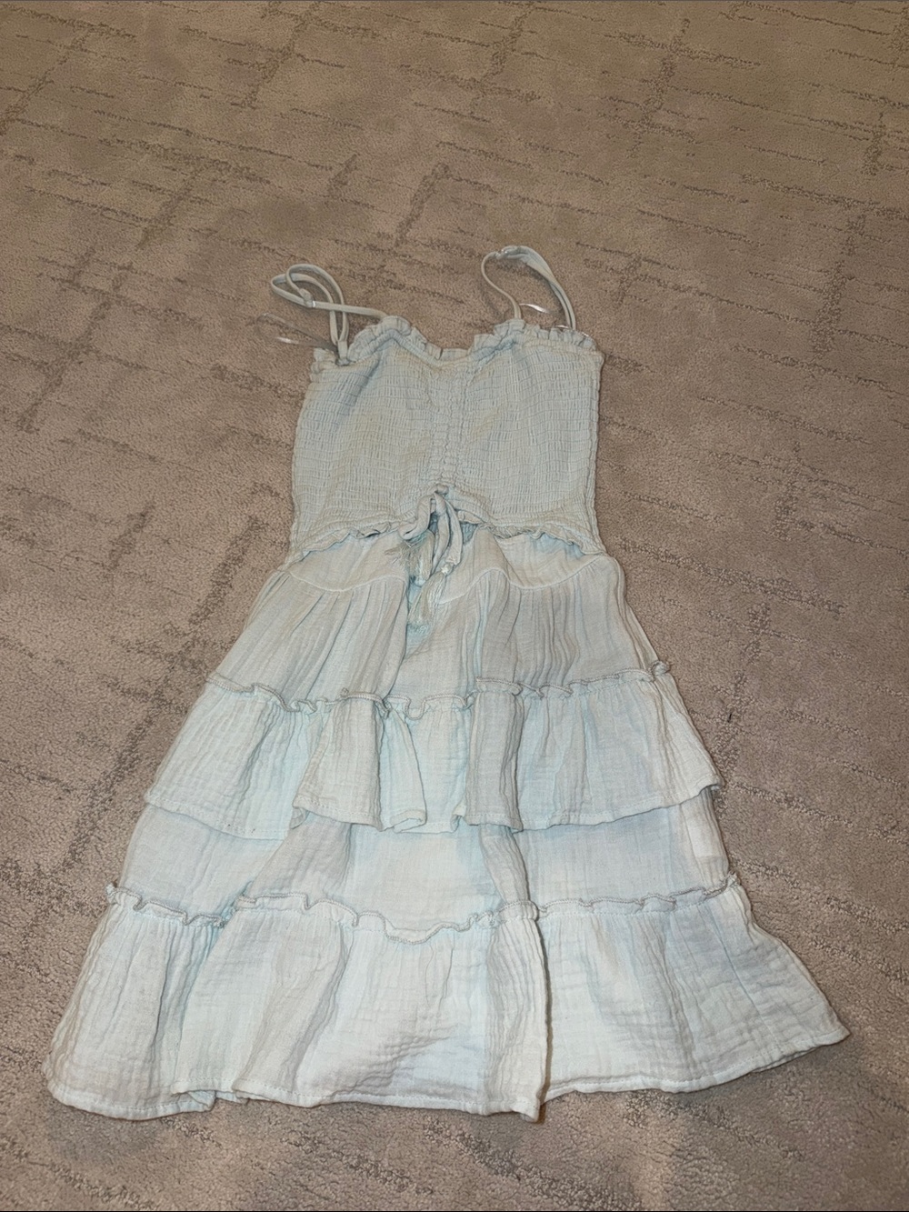 Ocean Drive Pale Blue Tiered Sundress with Adjustable Straps